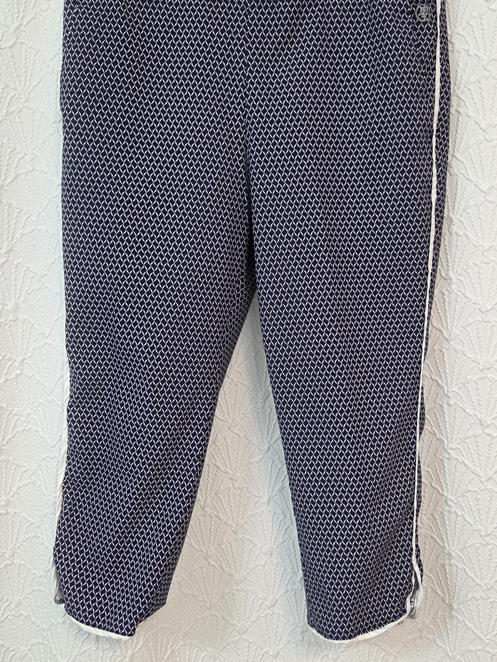 Izod Navy Geometric Pull-On Pants with White Side Stripe
